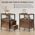 thumbnail image 5 of HomGarden 2 Drawers Wood End Table W/Charging Station & USB Ports, Narrow Storage Sofa Side Table Nightstand for Living Room Bedroom,Rustic Brown, 5 of 11