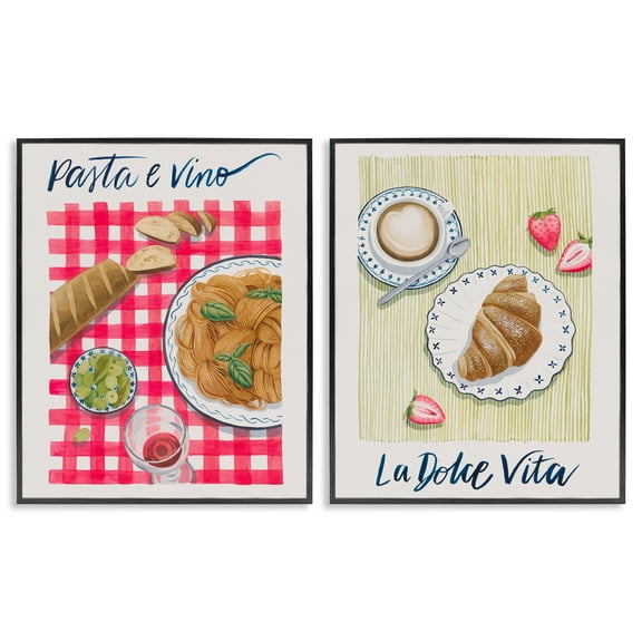 Stupell Industries Picnic Lunch & Brunch Meals Food & Beverage Painting Black Framed Art Print Wall Art, 11 x 14, Set of 2
