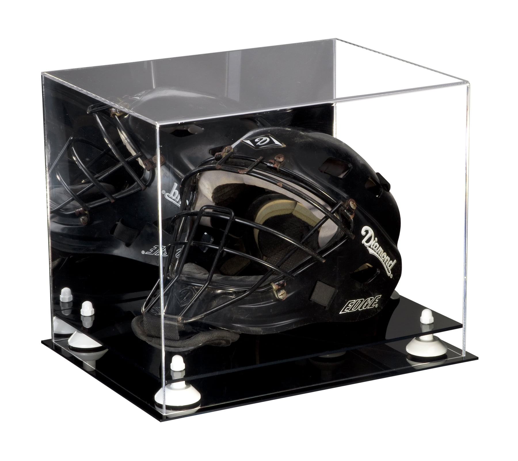 Deluxe Acrylic Catchers Helmet Display Case with White Risers and
