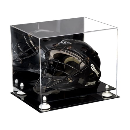 Deluxe Acrylic Catchers Helmet Display Case with White Risers and Mirror (A002-WR)