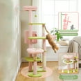 thumbnail image 2 of Pefilos 59" Cat Tree Tower for Indoor Cats, Multi-Level Cat Condo with 3 Removable Pompom Sticks, Cat Tree House with Hammock, Scratching Post, and 2 Perches, Pink, 2 of 7