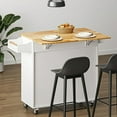 thumbnail image 2 of Soges 35" Kitchen Island with Foldable Countertop Rolling Storage Cabinet Cart with Cabinets, Towel Rails, 2 of 6