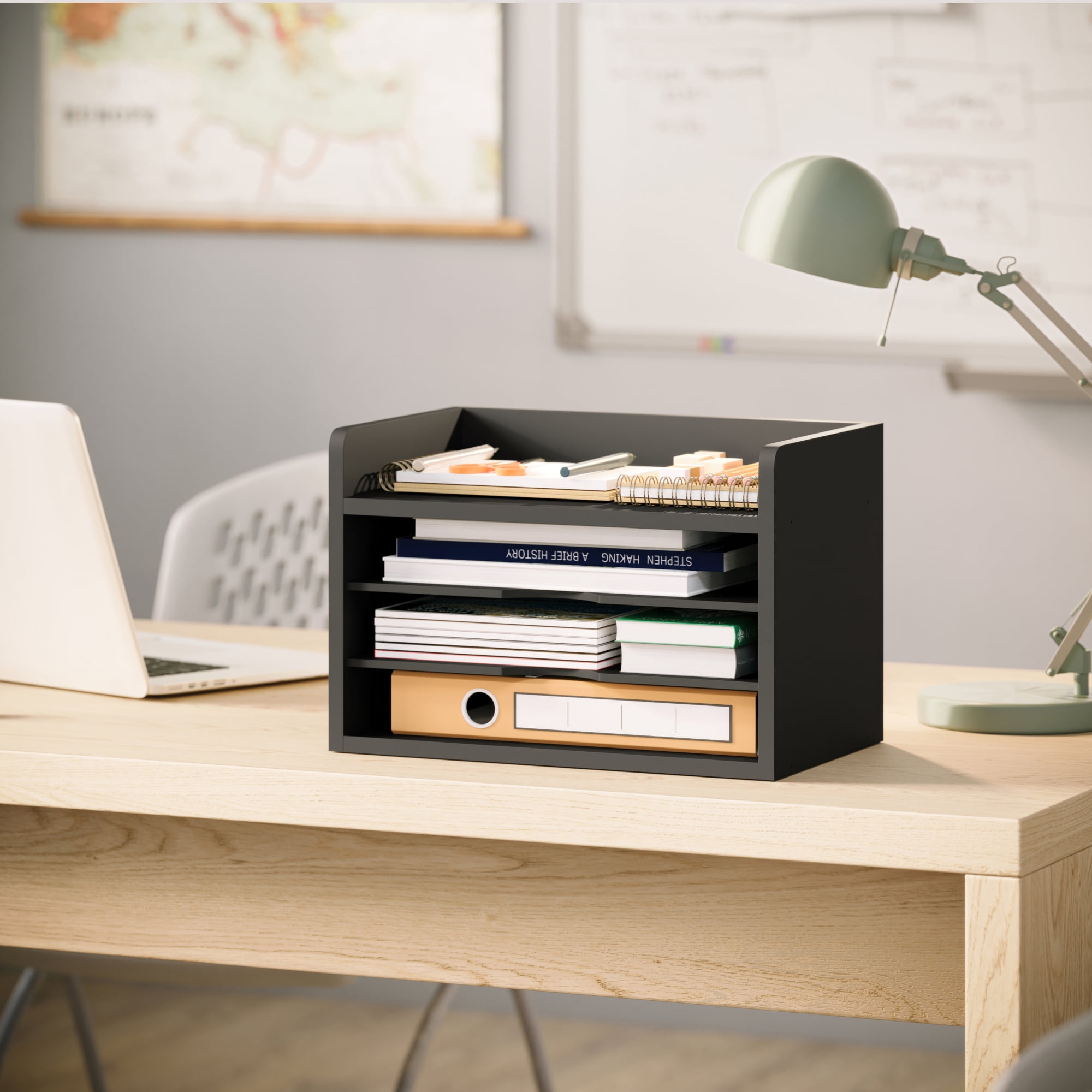 Ballucci 4-Tier Paper Organizer, Office Desk Organizer, Document Mail Sorter, Black