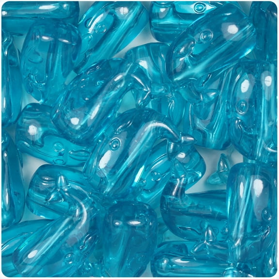 BeadTin Turquoise Transparent 24mm Whale Pony Beads (24pcs)