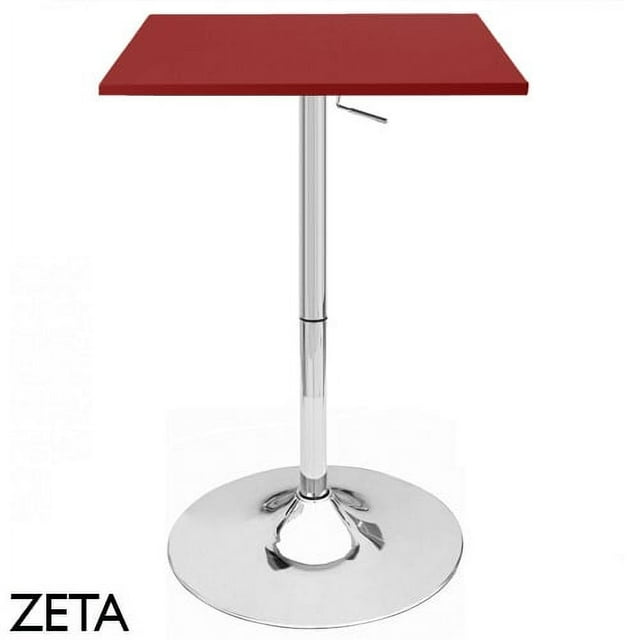 Zeta Contemporary Adjustable Bar Table - Cabernet Red