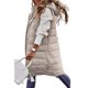 thumbnail image 3 of Chaleco de Invierno para mujer, abrigo de Color sólido acolchado sin mangas con capucha, chaqueta de mujer con cordón, chaleco femenino de longitud media con un solo pecho, 3 of 5