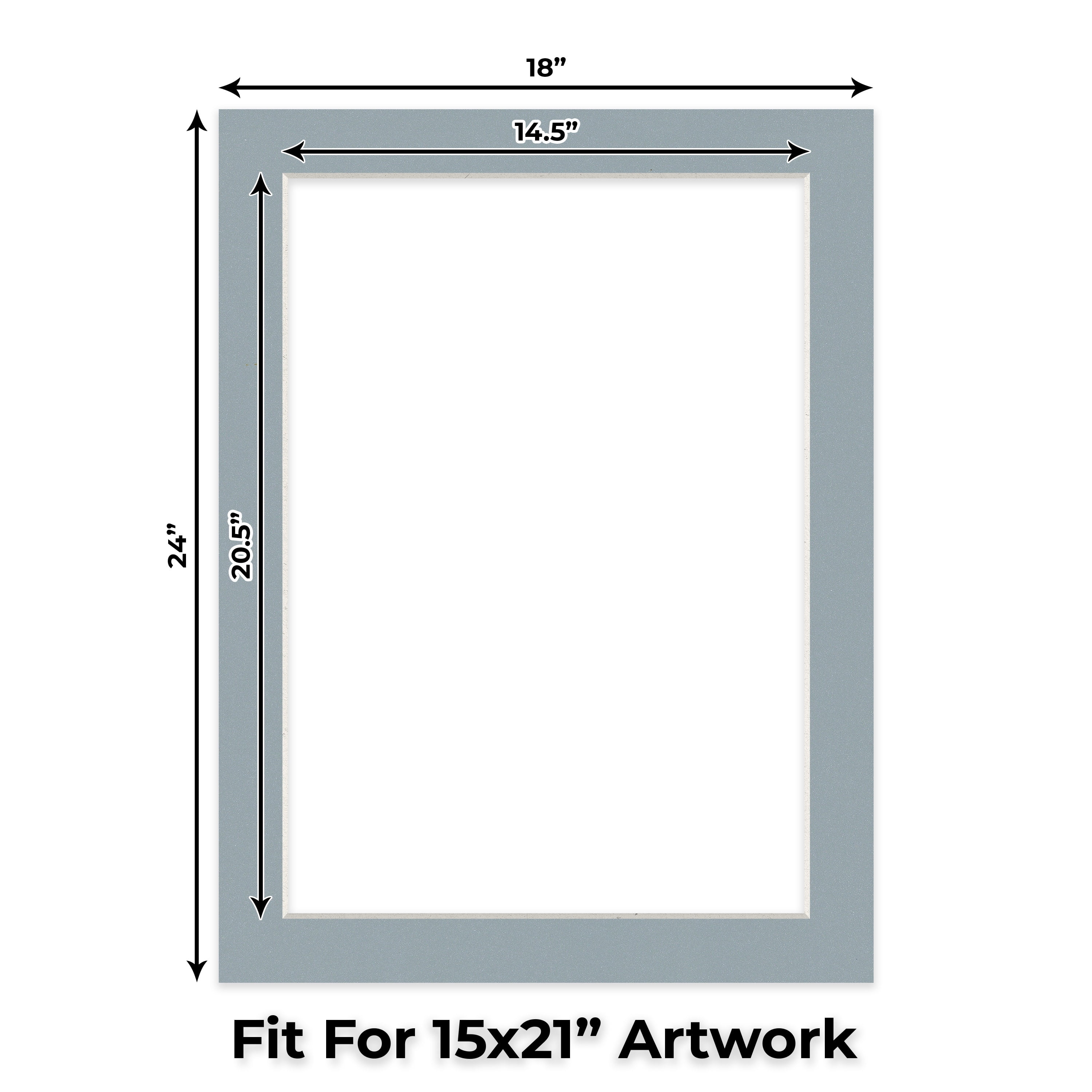 Metallic Silver Picture Frame Mat for 18x24 Frames - Fits 15x21 Photos - 1 Mat