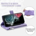 thumbnail image 2 of ELEHOLD for Samsung Galaxy S23 Plus Multi-Function Wallet Case, Zipper Magnetic PU Leather Wrist Strap Card Holder Protective Wallet Stand for Women and Men Cover, purple, 2 of 5
