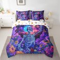 thumbnail image 2 of Erosebridal Holleween Skull Bed in a Bag Queen Size,Vintage Boho Floral Bed Set,Purple Sky Starry Bedding Queen Size,Lightweight Room Decor Reversible,7 Pieces, 2 of 7
