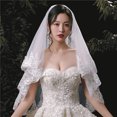 thumbnail image 1 of Velos de novia de dos capas con peine de hilo de red, disfraz de Cosplay, velo de boda corto para accesorios LingWen 9024715645920, 1 of 1