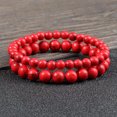 thumbnail image 2 of RSAMD 6/8/10MM Stone Red Stone Prayer Beaded Bracelet Rosary Meditation Bracelets 3PCS, 2 of 6