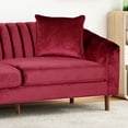 thumbnail image 6 of Noble House Currie Tufted Velvet 3 Seater Sofa, Wine, Dark Walnut, 6 of 12