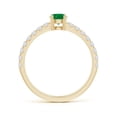 thumbnail image 2 of ANGARA Natural Classic Solitaire Emerald Promise Ring with Pave Diamonds in 14K Yellow Gold for Women (Size-4.5mm) | May Birthstone, Anniversary, Jewelry Gift for Women | Natural Emerald Ring, 2 of 7