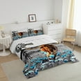 thumbnail image 2 of Longhorn Bull Bedding Set Garden Windmill Quilt King,Teal Jungle Flowers Comforter Set Farm Pinwheel Winnower Duvet Insert,Highland Cow Cattle Western Animals Country Rustic Home Decor, 2 of 5