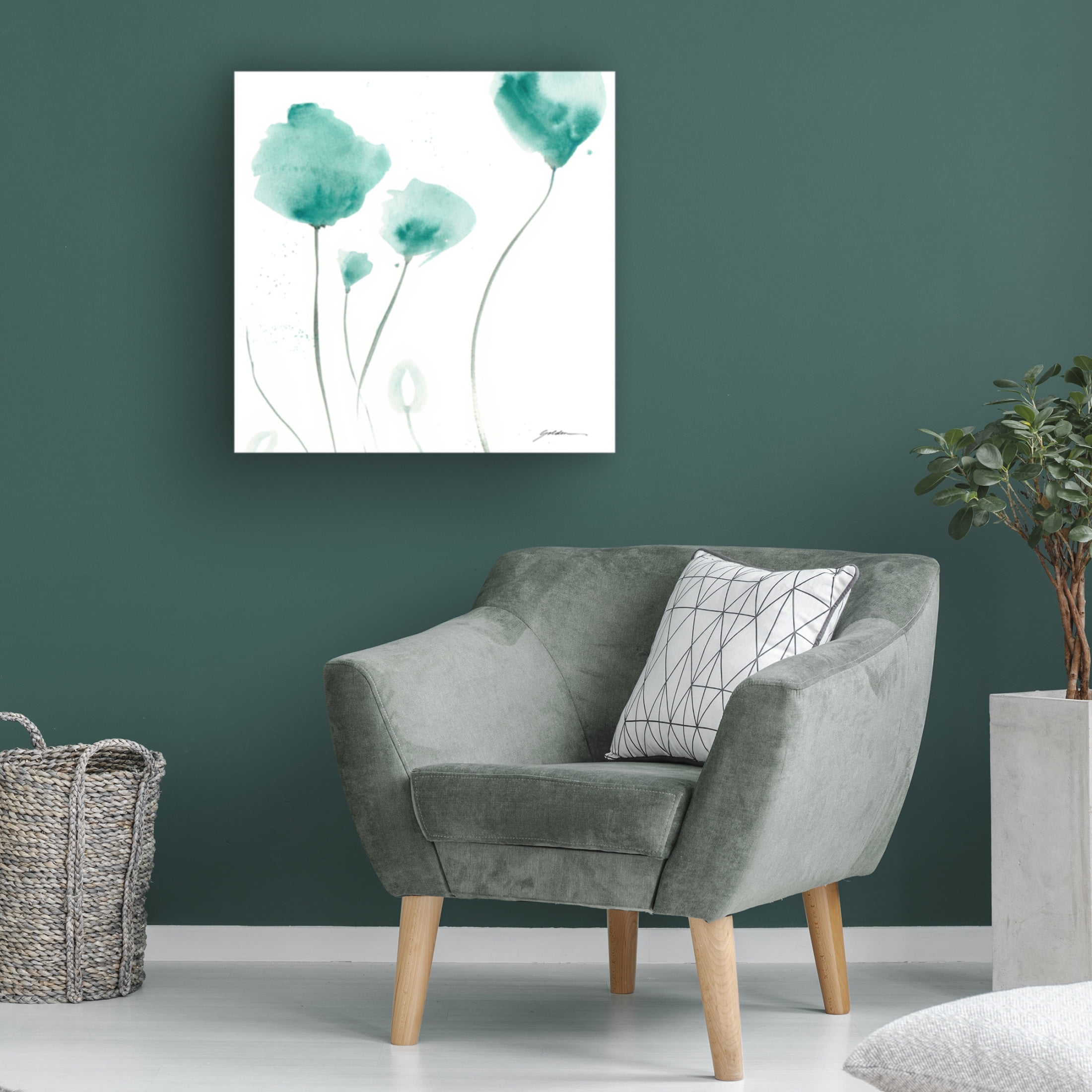 Canvas Wall Art - Sheila Golden 'Teal Trio' Wall Art for Living Room, Bedroom, or Office Décor by Trademark Fine Art - 35 x 35 Inches