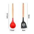 thumbnail image 2 of Juego de utensilios de madera de bambú del utensilio de cocina del silicón 2pcs - sistema del utensilio del silicón - utensilios de cocina del silicón SE del utensilio, 2 of 5
