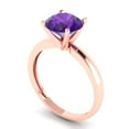 thumbnail image 2 of Clara Pucci 14K Rose Gold Solid Gold Amethyst Solitaire Anniversary Ring for Women - 2 cttw Round Cut, 2 of 8