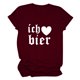 thumbnail image 2 of Gibobby Blusa Casual de Mujer Camiseta manga corta con estampado y corazón amor con cuello redondo color sólido para mujer(Vino,CH), 2 of 3