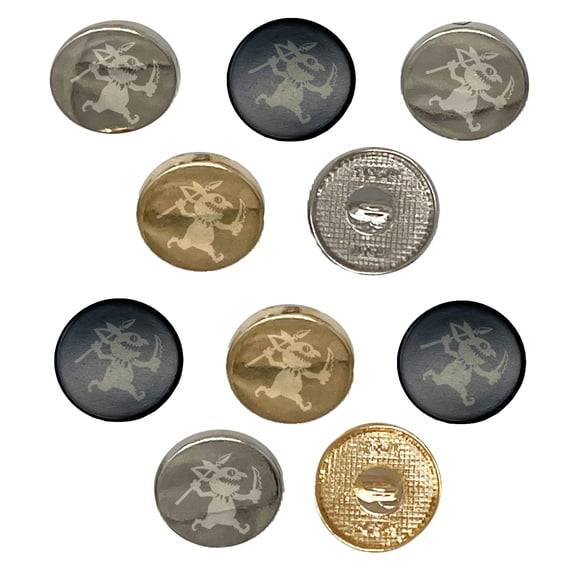 Dungeon Goblin Spear Dagger Set of 10 Metal 0.6" (15mm) Sewing Shank Round Buttons - Gold Color