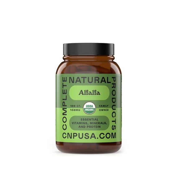 Complete Natural Products 100 Pure Dried Alfalfa Leaf Powder Capsules (Medicago Sativa)