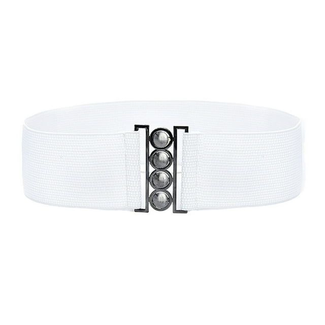 Ceinture de Robe Élastique Style Simple Universelle Ajustable Confortable avec Boucles Multicolore Ceintures de la Saint-Valentin pour Femmes Robes Blanc