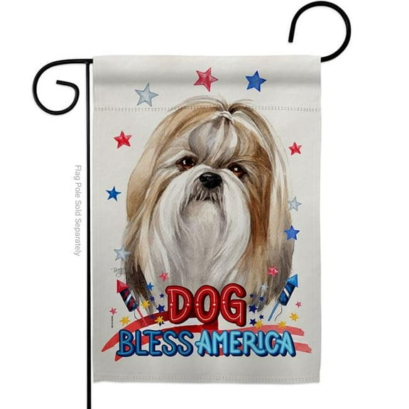 Breeze Decor G120182-BO Patriotic Shih Tzu Animals Dog 13 x 18.5 in. Double-Sided Decorative Vertical Garden Flags for House Decoration Banner Yard Gift