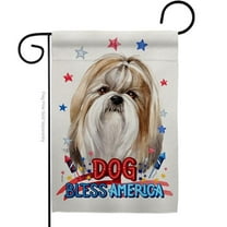 Breeze Decor G120182-BO Patriotic Shih Tzu Animals Dog 13 x 18.5 in. Double-Sided Decorative Vertical Garden Flags for House Decoration Banner Yard Gift