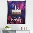 thumbnail image 1 of Abstract Tapestry, Number 15 Burning Candles on Cake with Abstract Display, Fabric Wall Hanging Decor for Bedroom Living Room Dorm, 5 Sizes, Blue Pink White, by Ambesonne, 1 of 1