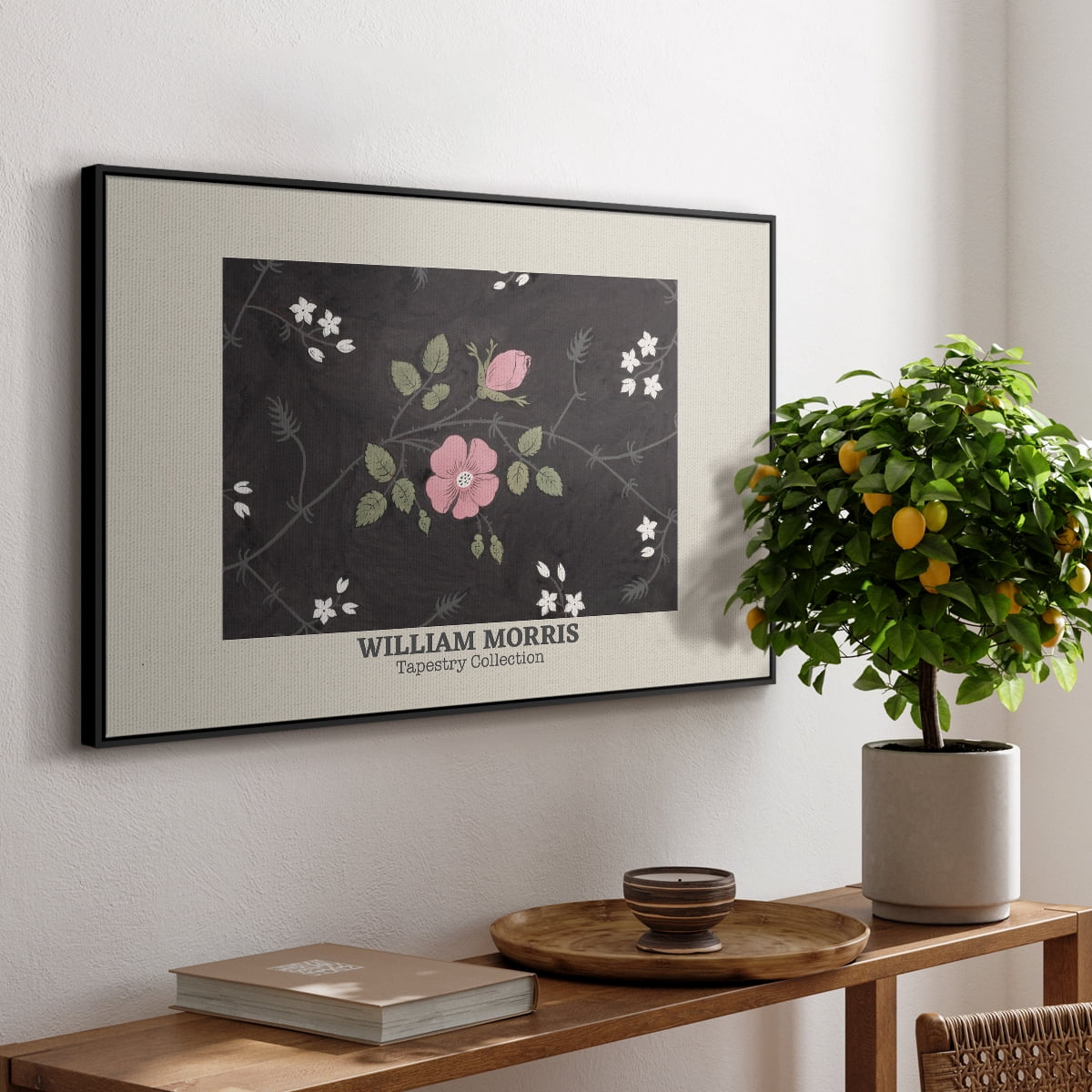 Vintage Abstract Print-LIII Framed in Black Wood Gallery Wrapped Canvas 17 in. x 25 in.