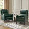 thumbnail image 2 of 14 Karat Home Leather Recliner Chair Set of 2 with Adjustable Backrest & Footrest for Bedroom, Green, 2 of 5
