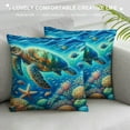 thumbnail image 3 of COMIO Watercolor Sea Animal Turtle Throw Pillow Covers Cushion Decorative Square Pillow Cases for Couch Sofa Bed, 3 of 5