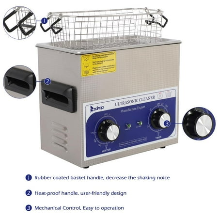 Ktaxon 3L/6L/120W/110V Knob Control Ultrasonic Cleaner,Professional Sonic Cleaner w/Mechanical Timer Heater, Stainless Steel Low Noise for Cleaning Jewelry, Rings, Eyeglasses, Lenses, Dentures,