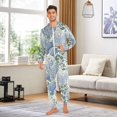 thumbnail image 6 of FORMRS Onesies Pajama for Adults Unisex Hoodie Winter Jumpsuit One Piece Sleepwear, Sizes S-2XL, Blue Hydrangeas Pattern, 6 of 7