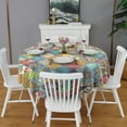 thumbnail image 2 of Round Waterproof Tablecloth 60×60 Inch, Vintage Floral Reusable Indoor/Outdoor Durable Table Cover for Party Kitchen Dinner Room Decor, 2 of 6