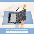 thumbnail image 4 of Dailycode 2 Pack Pencil Pouch for 3 Ring Binder Smooth Zipper Folders with Pockets Clear Window Pencil Case, Black Sketch Graffiti, 4 of 5