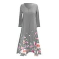 thumbnail image 4 of Babysbule Womens Summer Dresses, Women Casual Floral Print Dress O-Neck Long Sleeve Irregular Loose Long Dress, 4 of 5