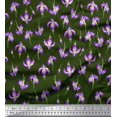 thumbnail image 1 of Soimoi Green Silk Fabric Orchid Floral Print Fabric by Yard 42 Inch Wide, 1 of 1