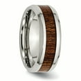 thumbnail image 4 of Stainless Steel Polished Brown Wood Inlay Enameled 8.00mm Ring 11.5 Size, 4 of 6