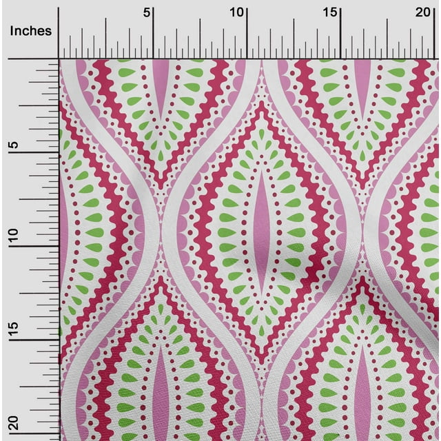 oneOone Polyester Lycra Magenta Fabric Ogee Damask Sewing Craft Projects Fabric Prints By Yard 56 Inch Wide
