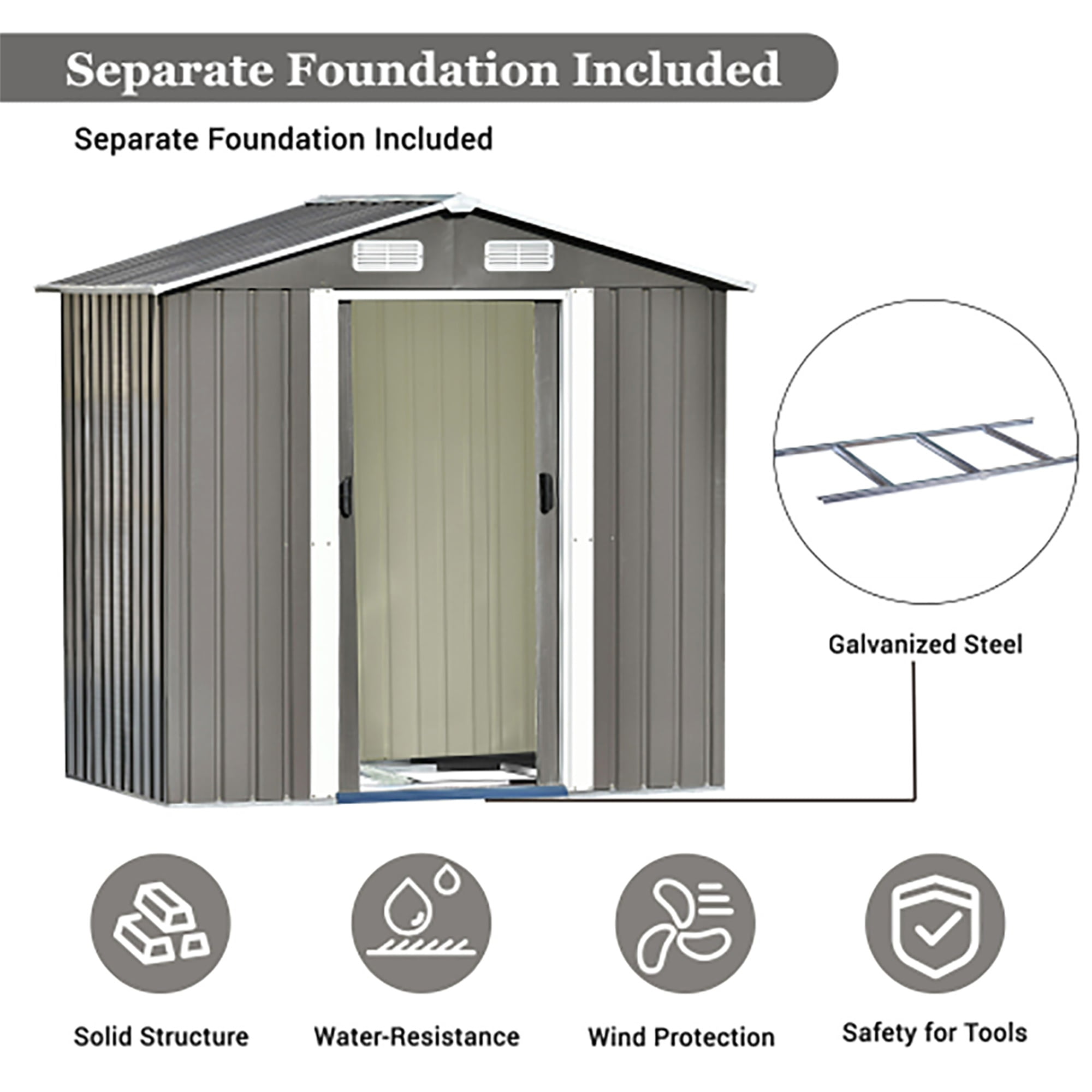 Kadyn Outdoor Storage Shed, Bike Shed Garden Shed, Metal Storage Shed, Tool Cabinet with Vents and Base, Great for Storing Patio Furniture, Garden Tools, Gray Kadyn Outdoor Storage Shed, Bike Shed Garden Shed, Metal Storage Shed, Tool Cabinet with Vents and Base, Great for Storing Patio Furniture, Garden Tools, Gray