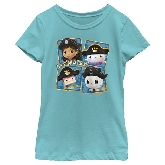 Girl's DreamWorks: Gabby's Dollhouse Aye Matey Group  Graphic Tee Tahiti Blue Medium