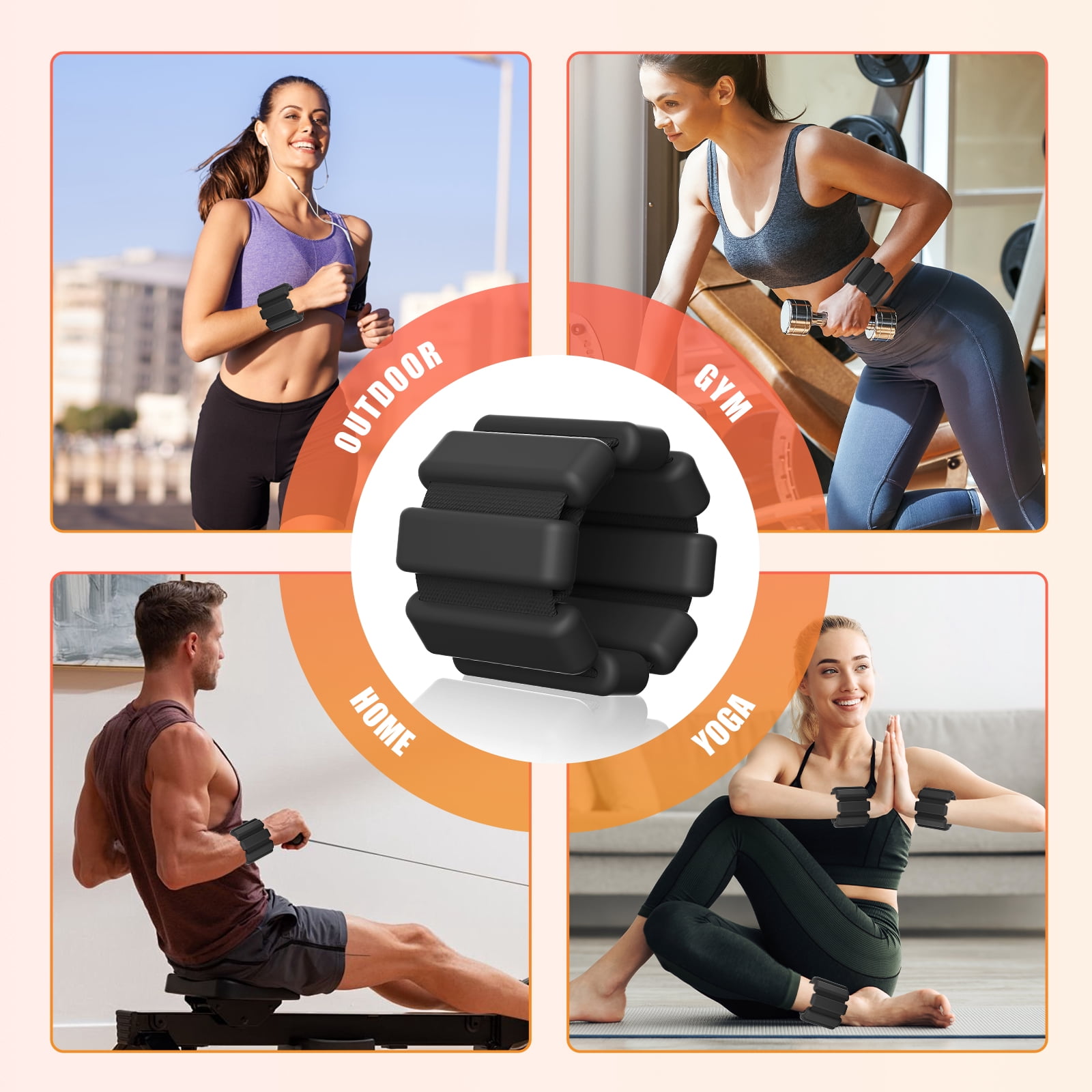 Ankle Weight Wrist Weight 2 Pack (1lb Each) Adjustable Arm and Leg Weight Suitable for Women and Men Pilates Gym Yoga Aerobic Strength Training(Black)
