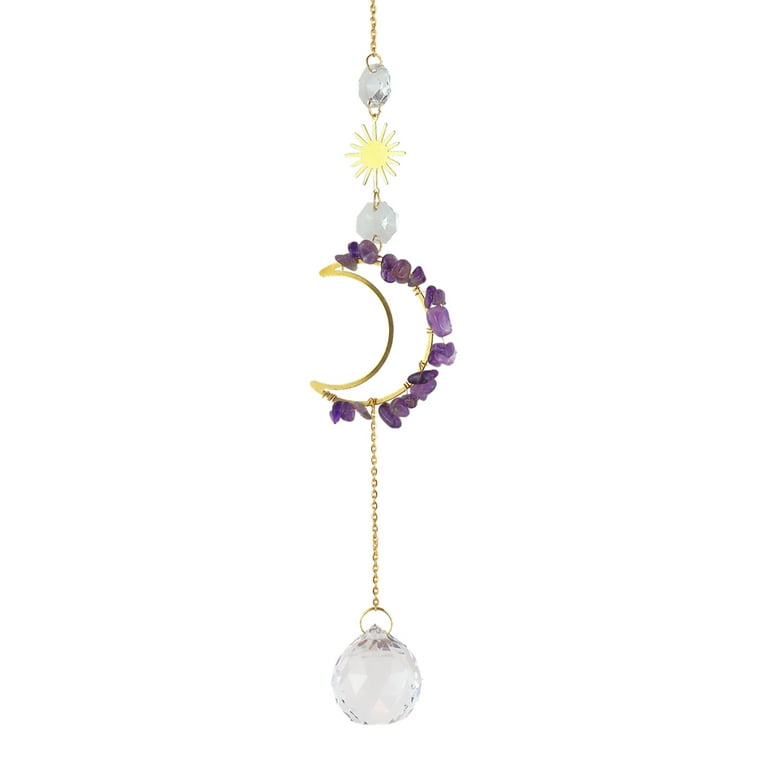 Yesbay Handmade Sun Catcher Projective Decorative Moon Design Rainbow Maker  Pendant Home Decor 