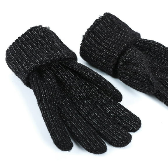 absanyy Women's Winter Gloves - Cotton Thermal, Textured Palm for Grip, Ribbed Cuffs, One Size Fits All, Dark Blue