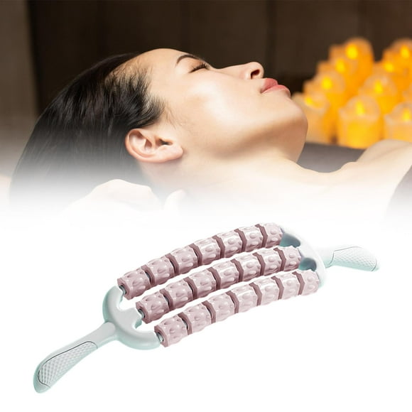 Rodillo de masaje muscular, herramienta de masaje corporal multiusos, portátil y ligera, color rosa, ideal para gimnasio y deportes.