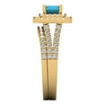 thumbnail image 3 of 3.05ct Brilliant Emerald Cut Turquoise 18K Yellow Gold Halo Solitaire with Accents Engagement Bridal Wedding Ring Band Set size 10.75, 3 of 7