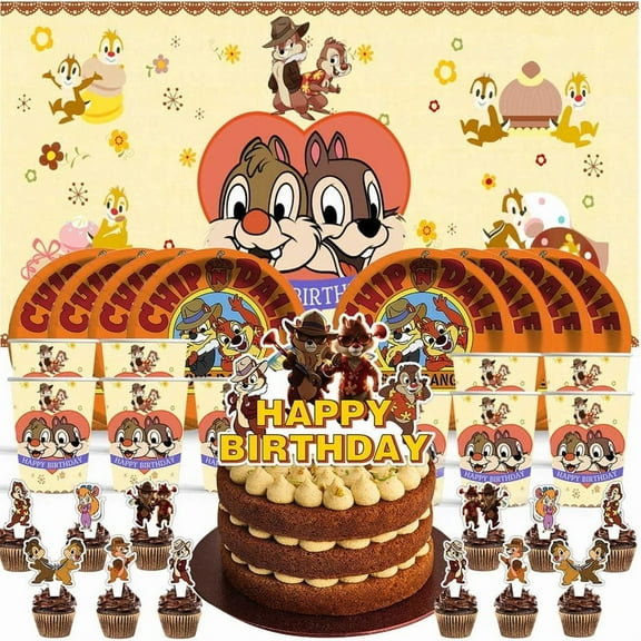 Chip and Dale Rescue Rangers Birthday Cups Party Supplies Decor Backdrop Paper Plates Fans Decorations Banner