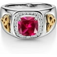 thumbnail image 2 of Divine_creation 2.00 Ct Cushion Cut Red Ruby Engagement Wedding Mens Ring 14K White Gold Plated 925 Sterling Silver -6, 2 of 2