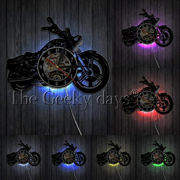 Classic Motorcycle Wall Art Wall Clock Mechanic Motorcycle Car Vinyl Record Wall Clock Motorbike Rider Man Cave Gift