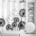 thumbnail image 2 of No Hook Shower Curtain, Dandelion Shower Curtains for Bathroom with See Through Top Window, Black White Modern Country Rustic Plants Waterproof & Washable Bath Curtain Standard 72"x72", 2 of 9